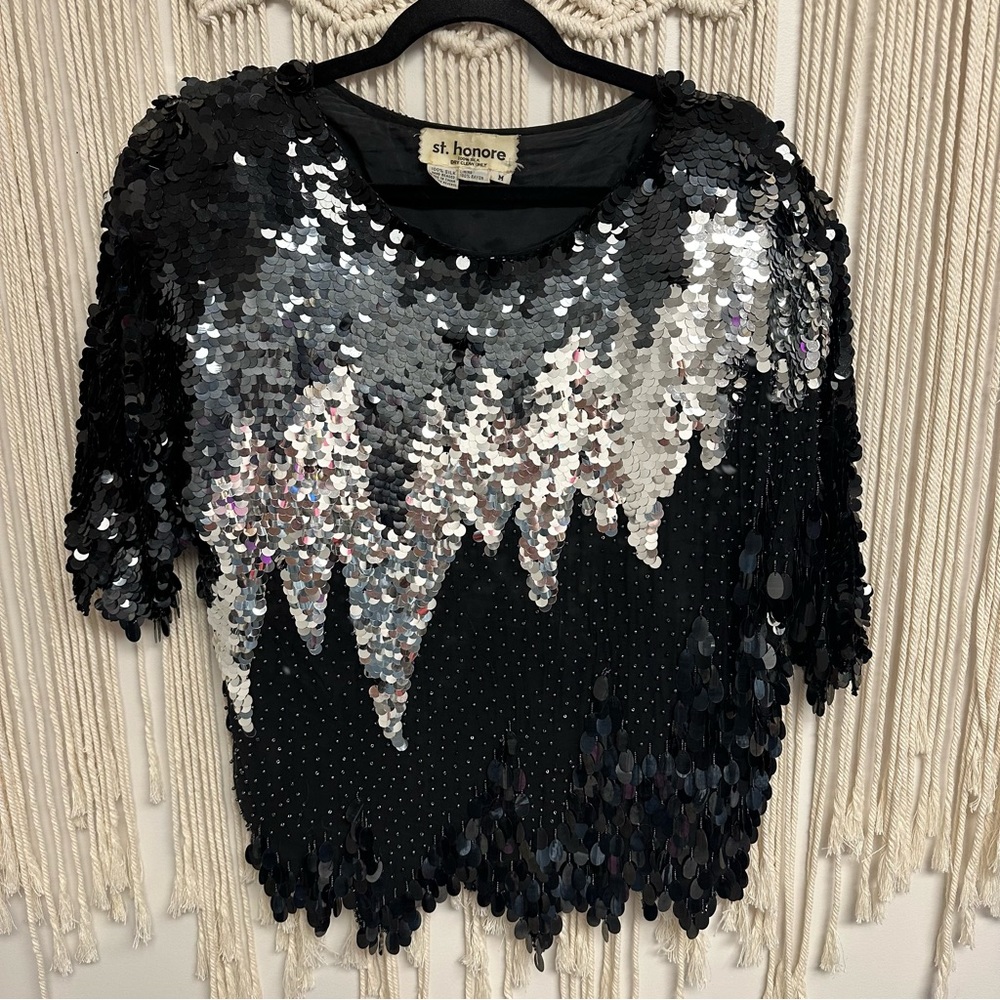 Vintage St Honore silk beaded and sequin top